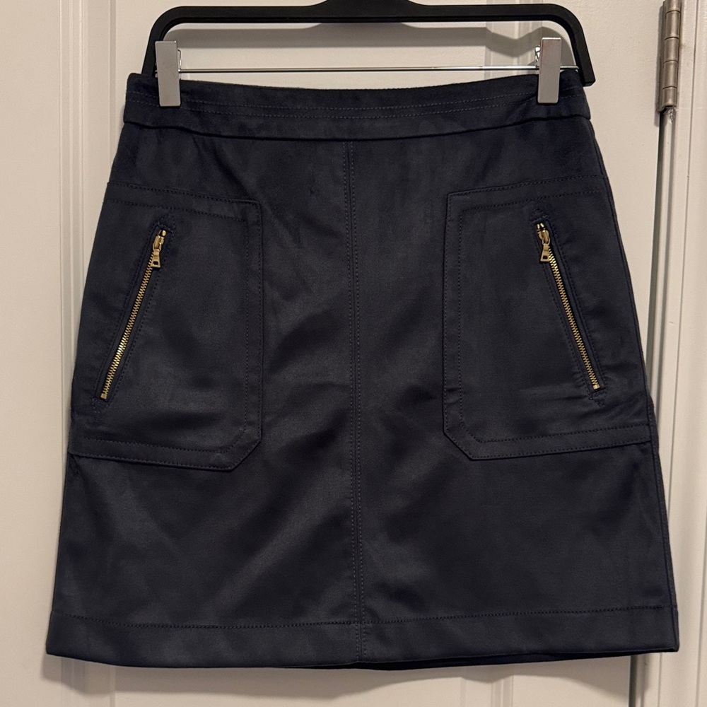 LOFT Charcoal Suede Skirt with Gold Zippers